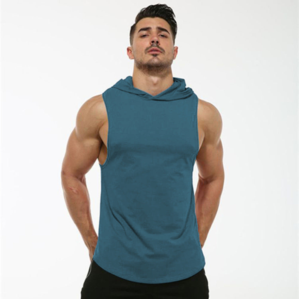 Men's Workout Elastic Hooded Sleeveles