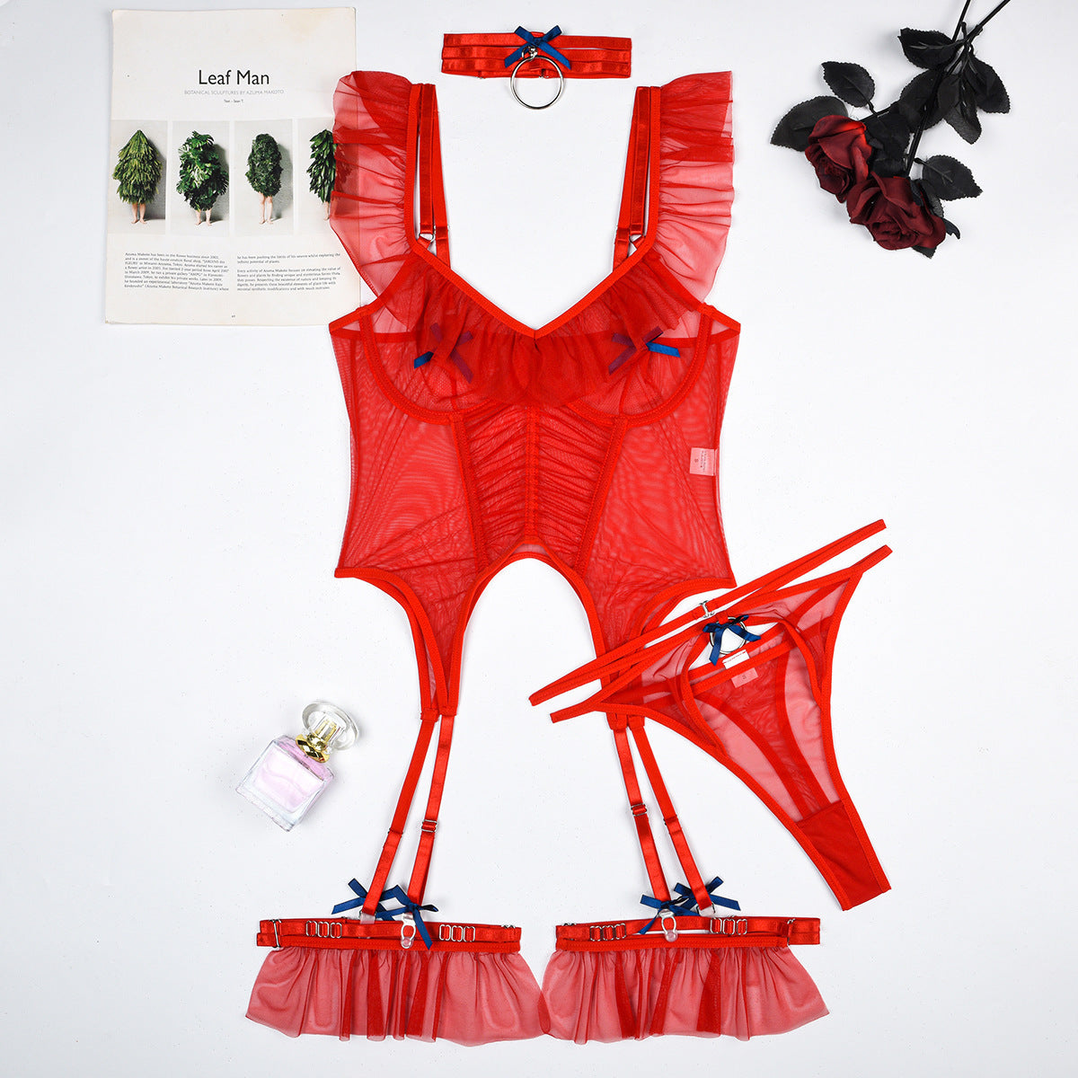 4 Pieces Mesh Girls Sexy Lingerie Sets
