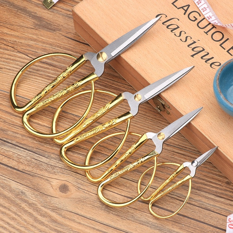Stainless steel dragon phoenix gold scissors