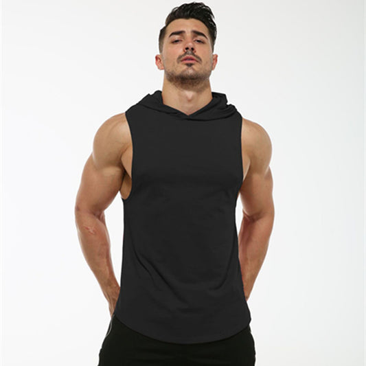 Men's Workout Elastic Hooded Sleeveles