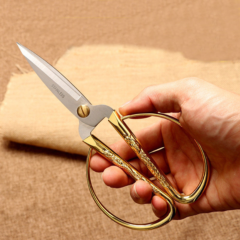Stainless steel dragon phoenix gold scissors