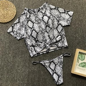 Knotted split swimsuit