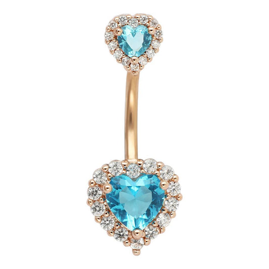 Button-Rings Belly-Jewelry Barbell Navel Bar Piercing 14G Surgical Steel Heart 316L Women