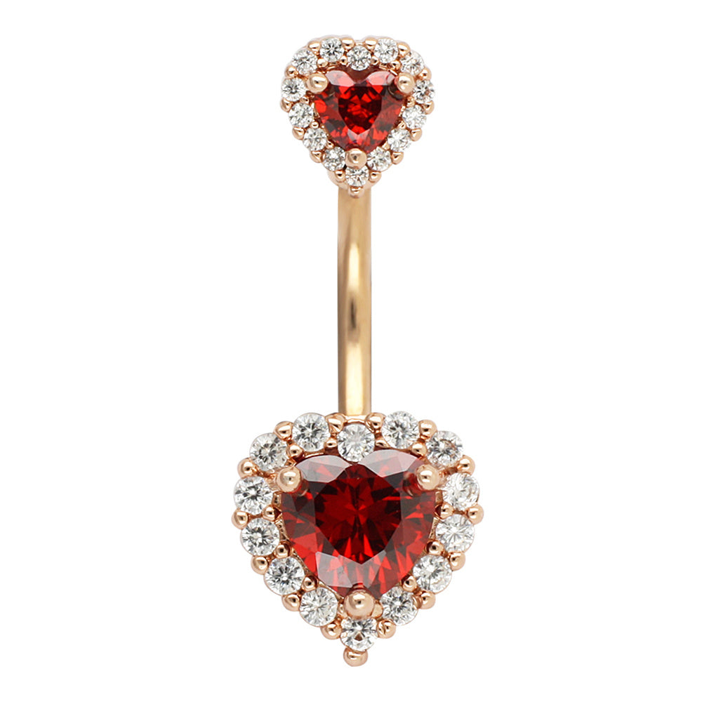 Button-Rings Belly-Jewelry Barbell Navel Bar Piercing 14G Surgical Steel Heart 316L Women