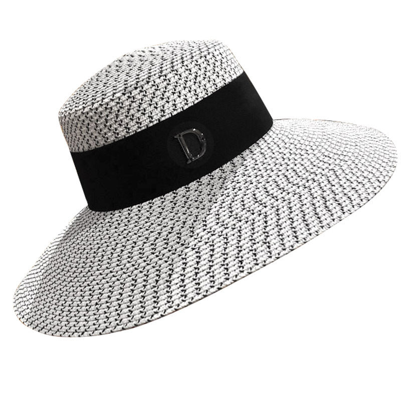 D Letter Big Eaves Summer Seaside Outing Beach Hat