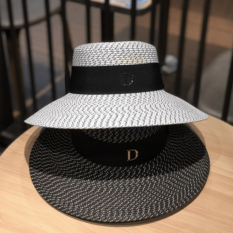 D Letter Big Eaves Summer Seaside Outing Beach Hat