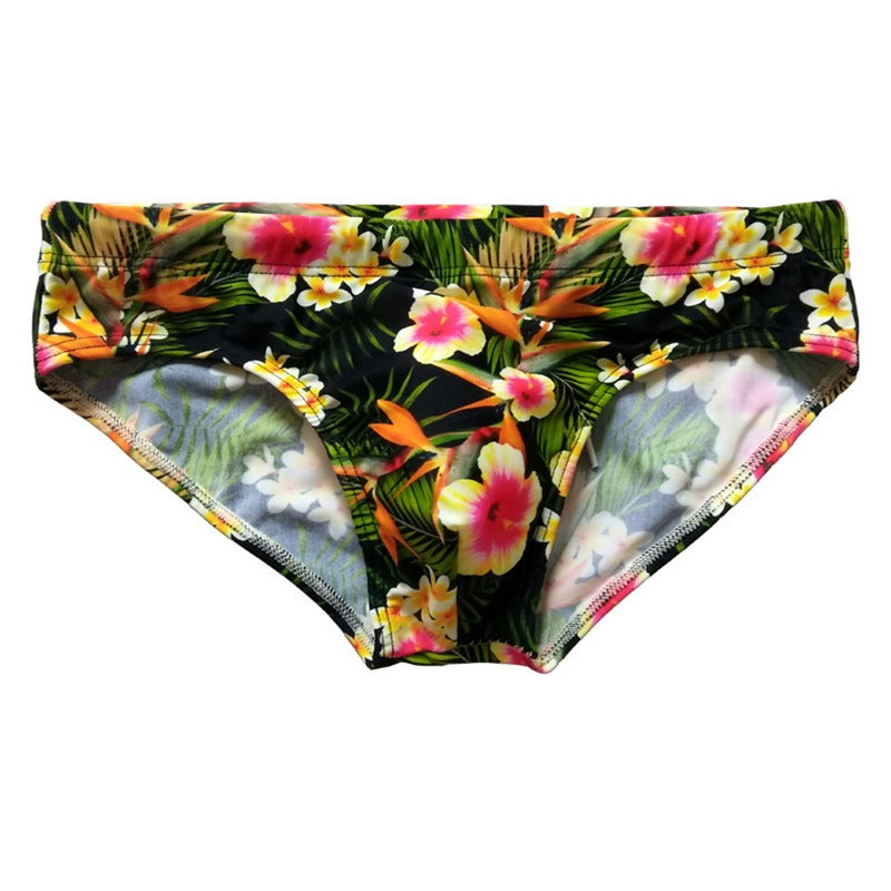 Printed swim trunks low waist sexy cup men's shorts