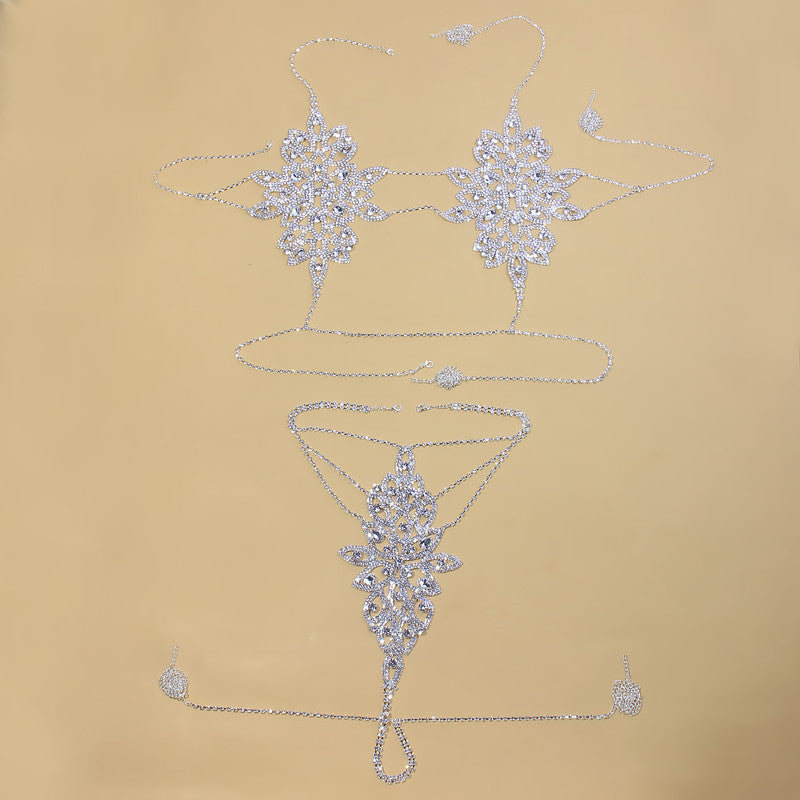 Luxury Rhinestone Flower Body Chain Set
