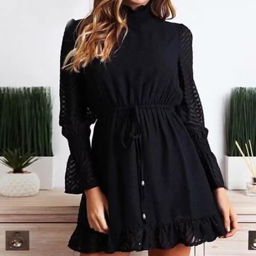 transparent stripes long sleeve elegant party skirt