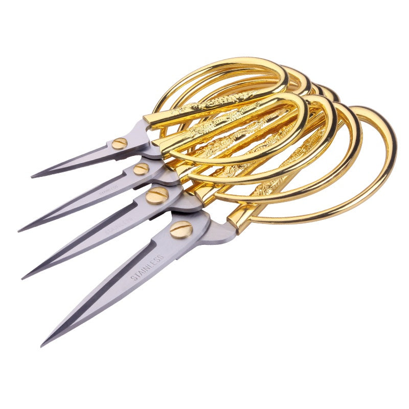 Stainless steel dragon phoenix gold scissors