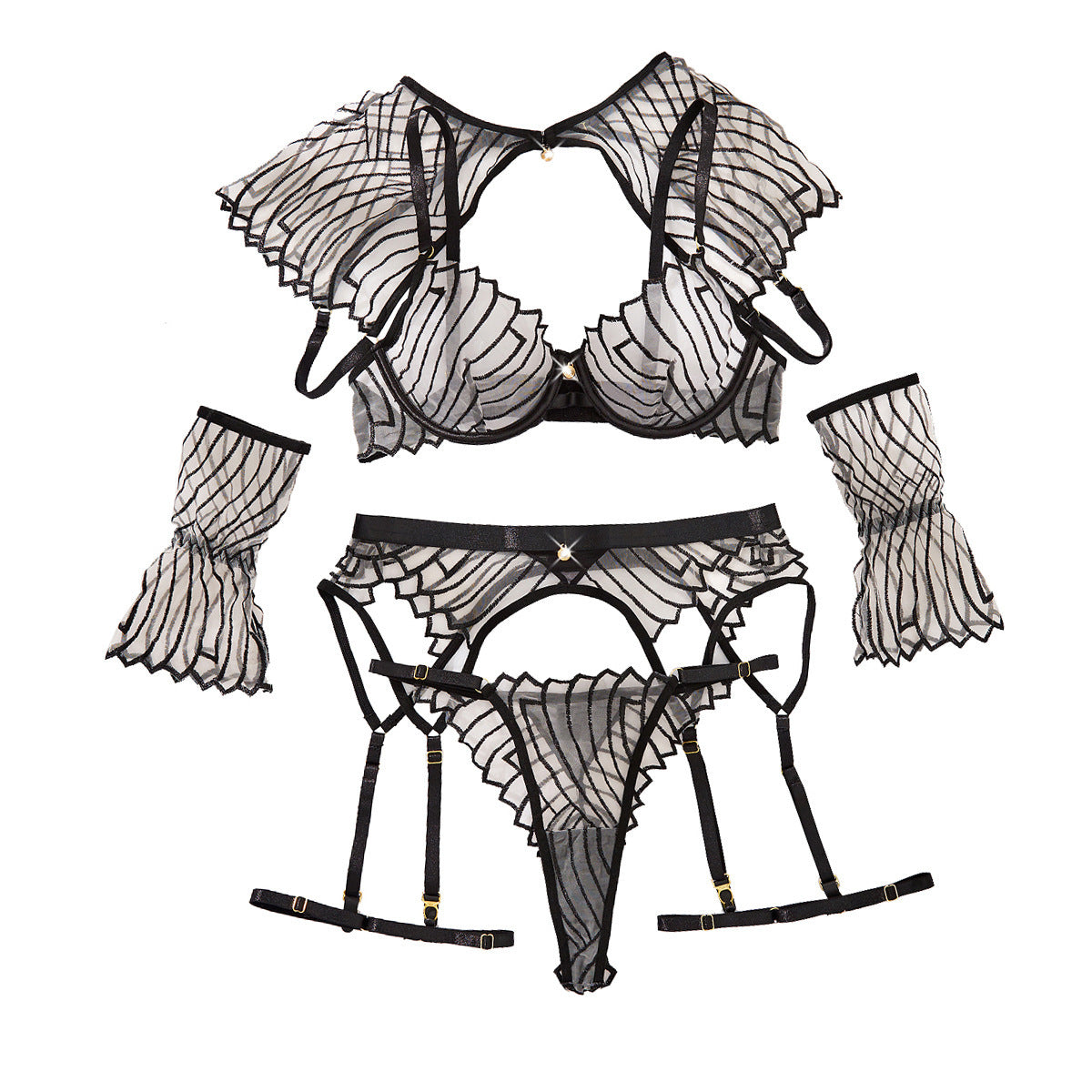 Embroidered Shawl Garter Sexy Lingerie