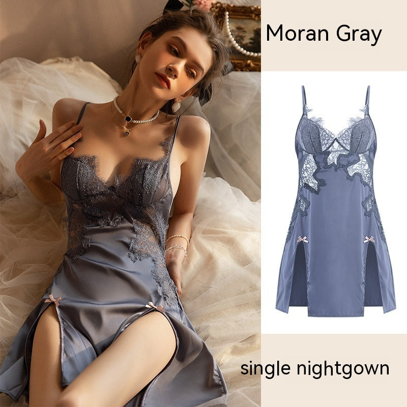 Sexy Sexy Ice Silk Pajamas Women's With Chest Pad