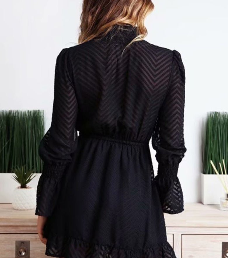 transparent stripes long sleeve elegant party skirt