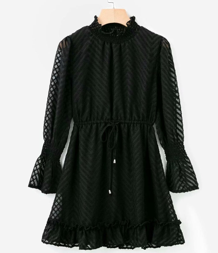 transparent stripes long sleeve elegant party skirt