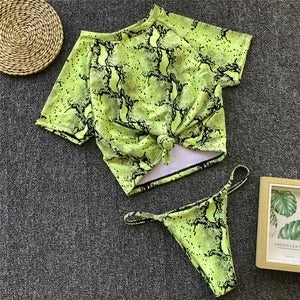 Knotted split swimsuit