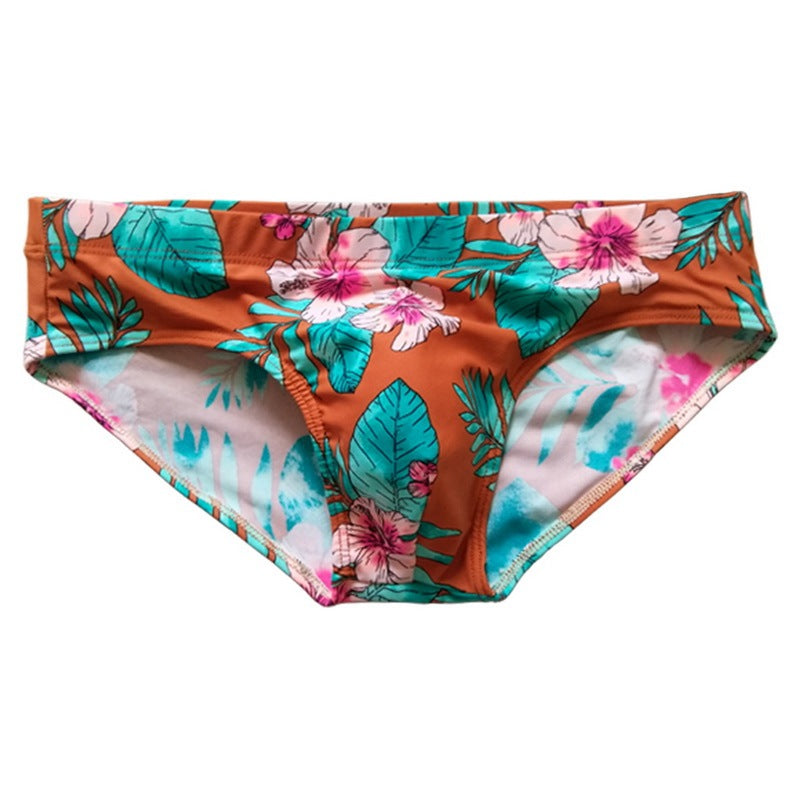 Printed swim trunks low waist sexy cup men's shorts