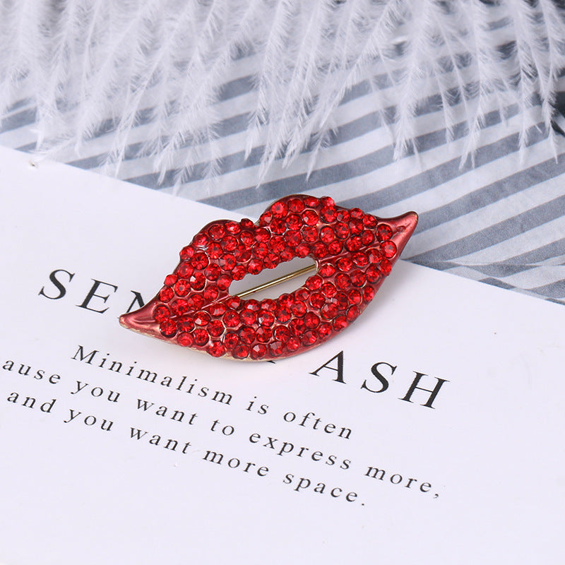 Magic Ikery Rose Gold Color Zircon Crystal Luxury Lips   Brooches Wholesales Fashion Jewelry for women MKY5549