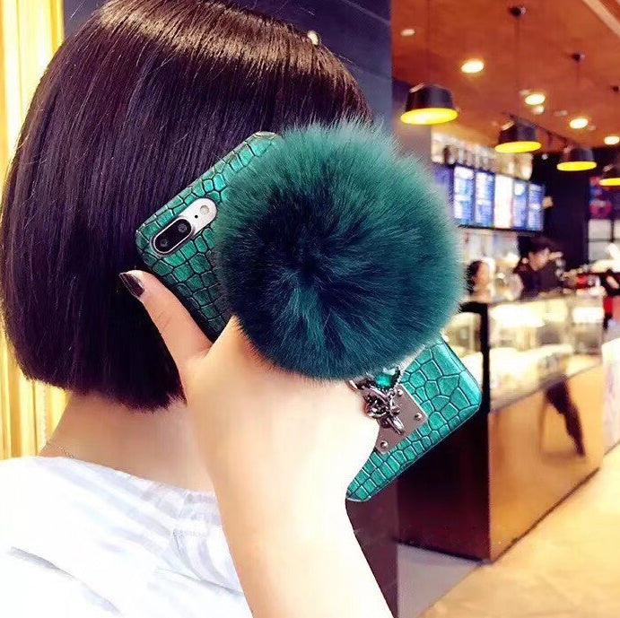 Compatible With  Compatible With  Mobile Phone Case Fox Fur Ball Studded Anti-fall Protection Cover