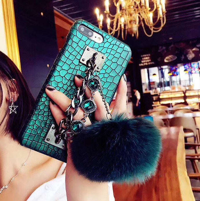 Compatible With  Compatible With  Mobile Phone Case Fox Fur Ball Studded Anti-fall Protection Cover