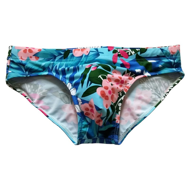 Printed swim trunks low waist sexy cup men's shorts