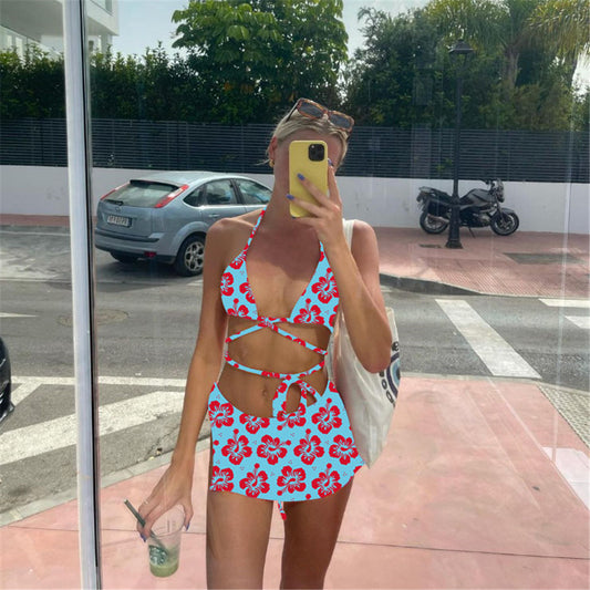 Swimsuit Print Three-piece Swimsuit Women's Split Bikini
