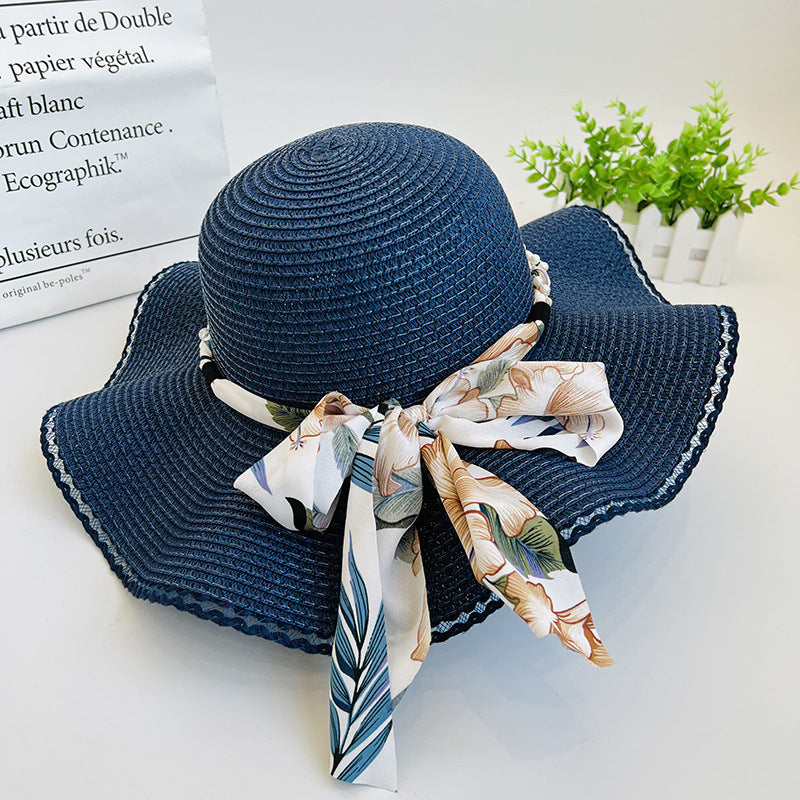 Women's Fashion Bow Beach Shade Foldable Straw Hat