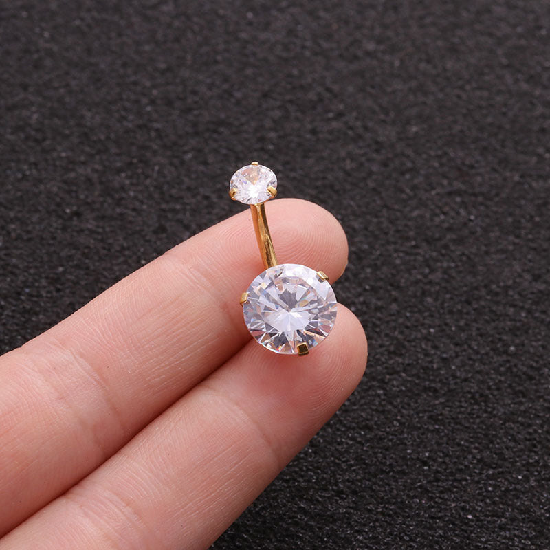 Colorful Zircon Belly Button Nail Stainless Steel