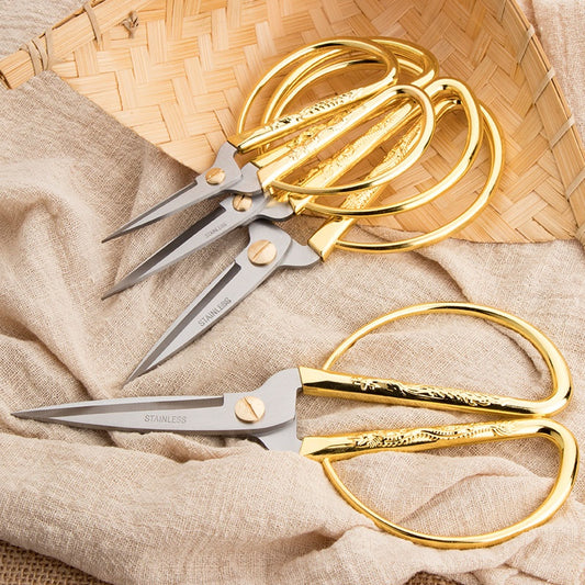Stainless steel dragon phoenix gold scissors