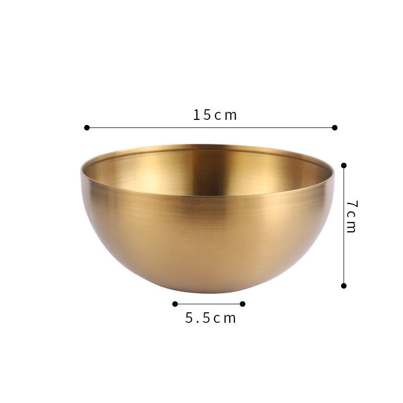 Gold Stainless Steel Salad Bowl Household Large