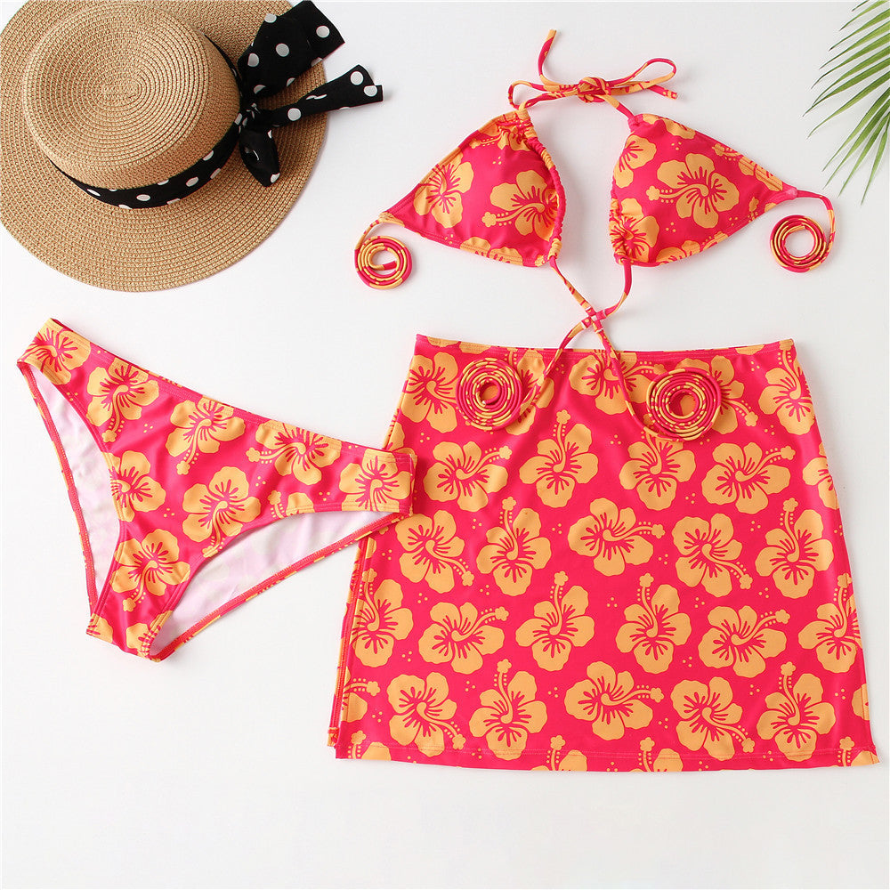 Swimsuit Print Three-piece Swimsuit Women's Split Bikini