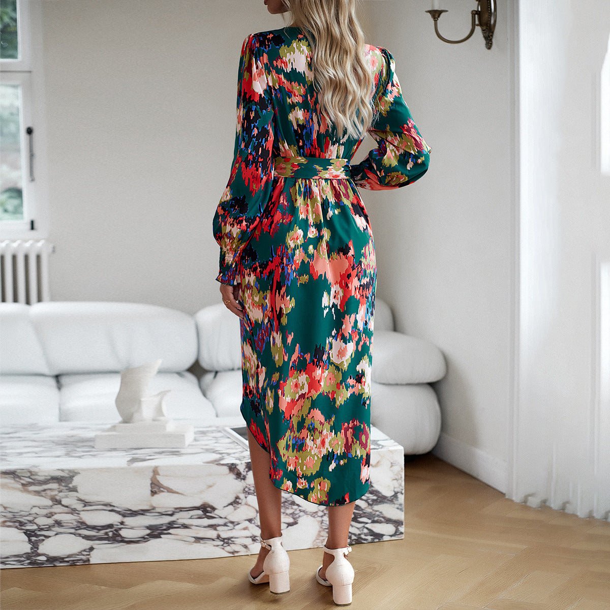 V-neck Floral Dress