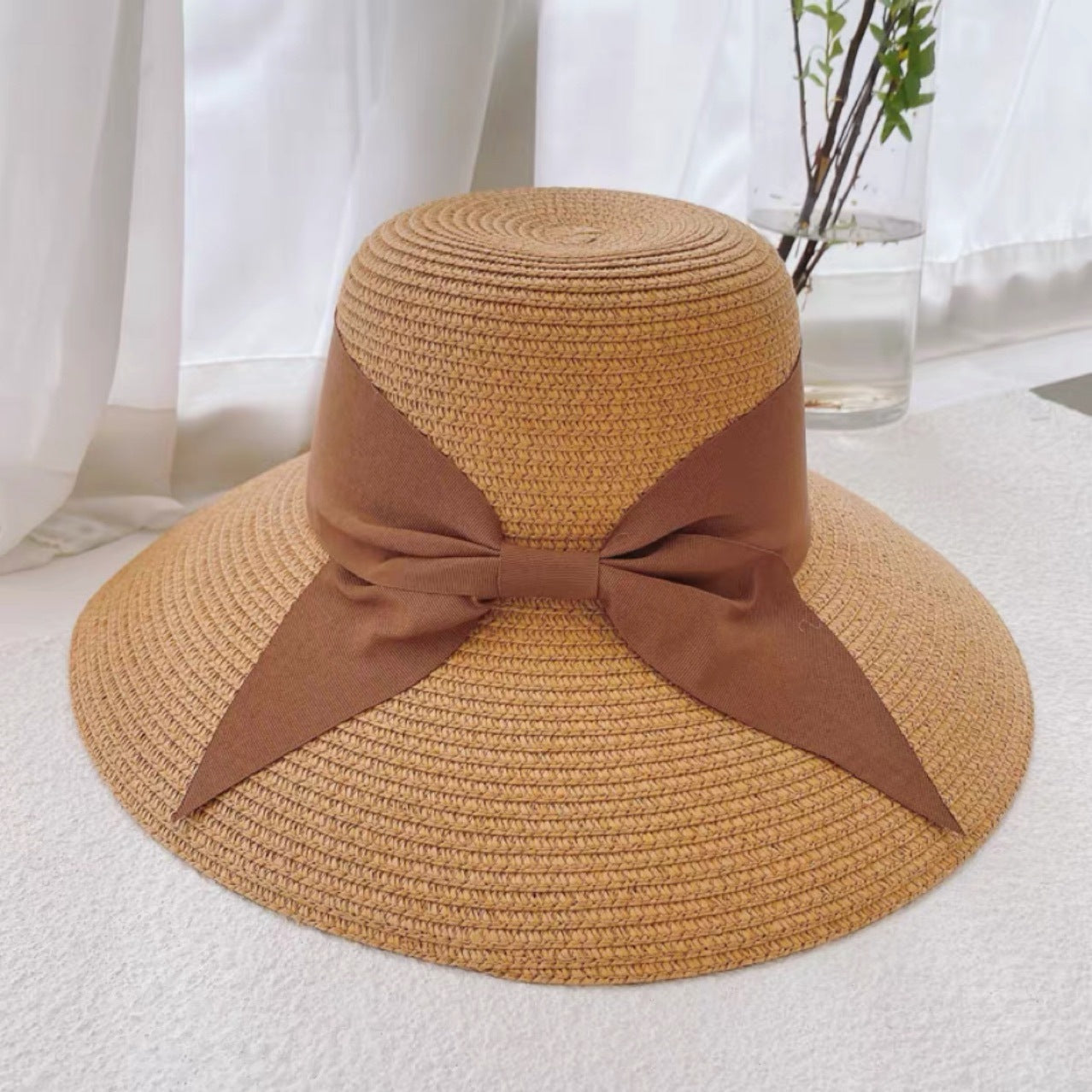 Women's Straw Hat Foldable Beach Sunshade