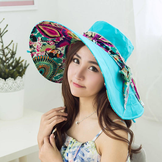 Foldable Sunshade Double-sided Versatile Seaside Vacation Sun Protection Big Brim Beach Hat