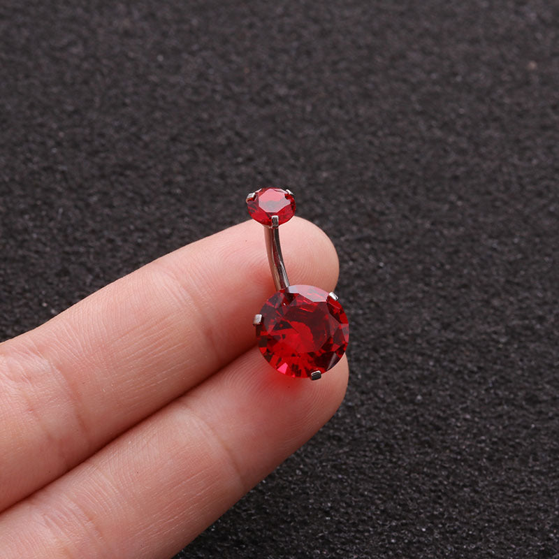 Colorful Zircon Belly Button Nail Stainless Steel