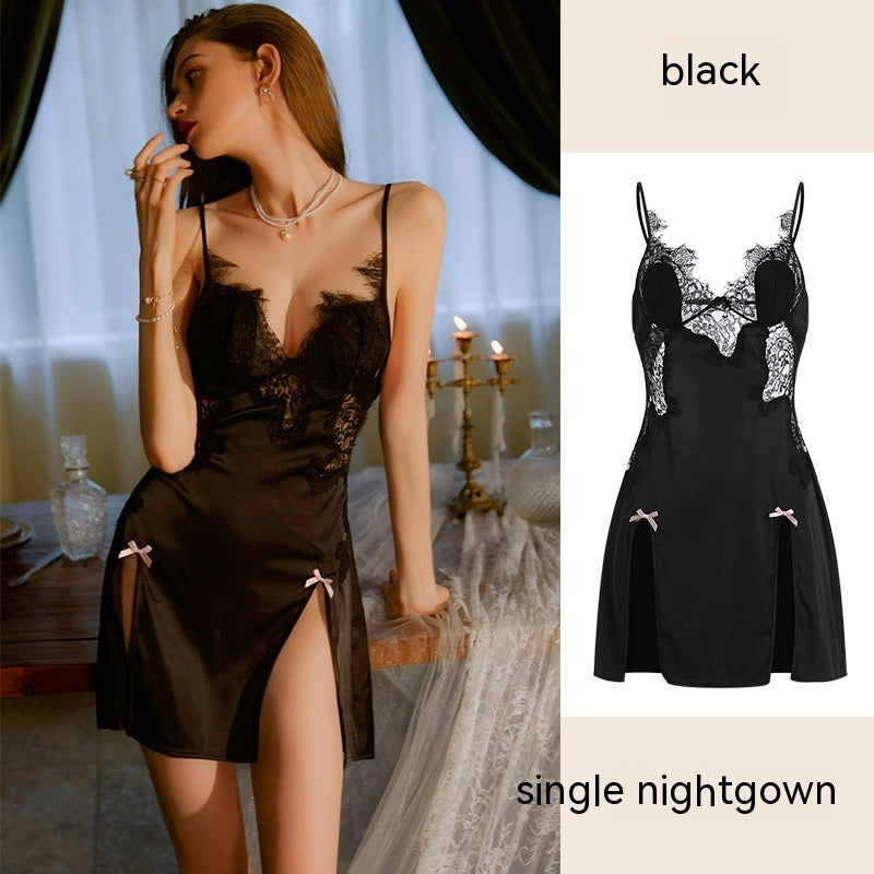 Sexy Sexy Ice Silk Pajamas Women's With Chest Pad