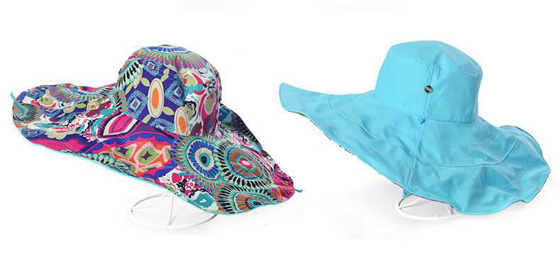 Foldable Sunshade Double-sided Versatile Seaside Vacation Sun Protection Big Brim Beach Hat