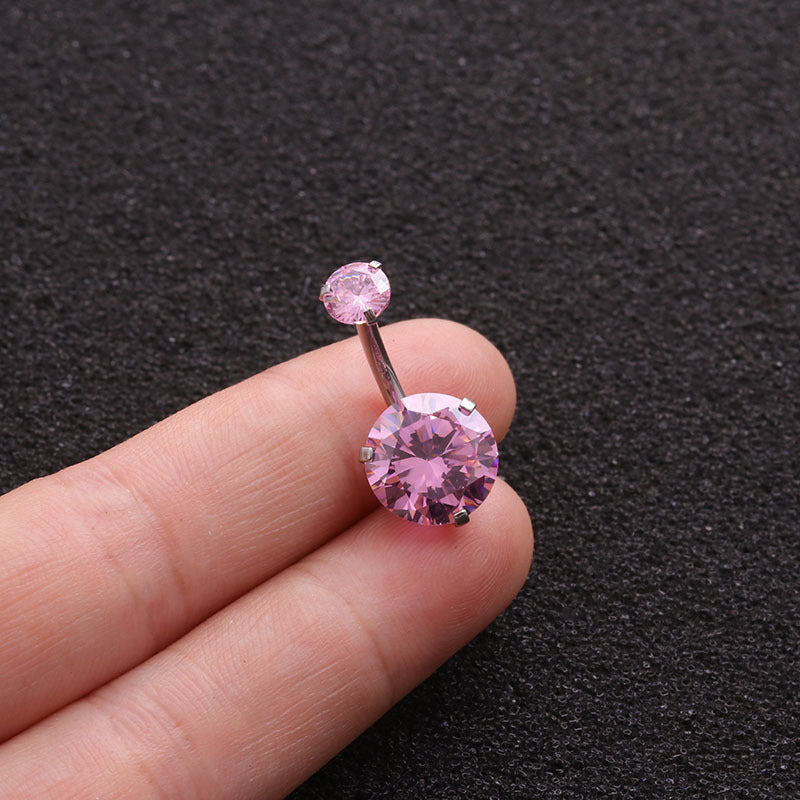 Colorful Zircon Belly Button Nail Stainless Steel