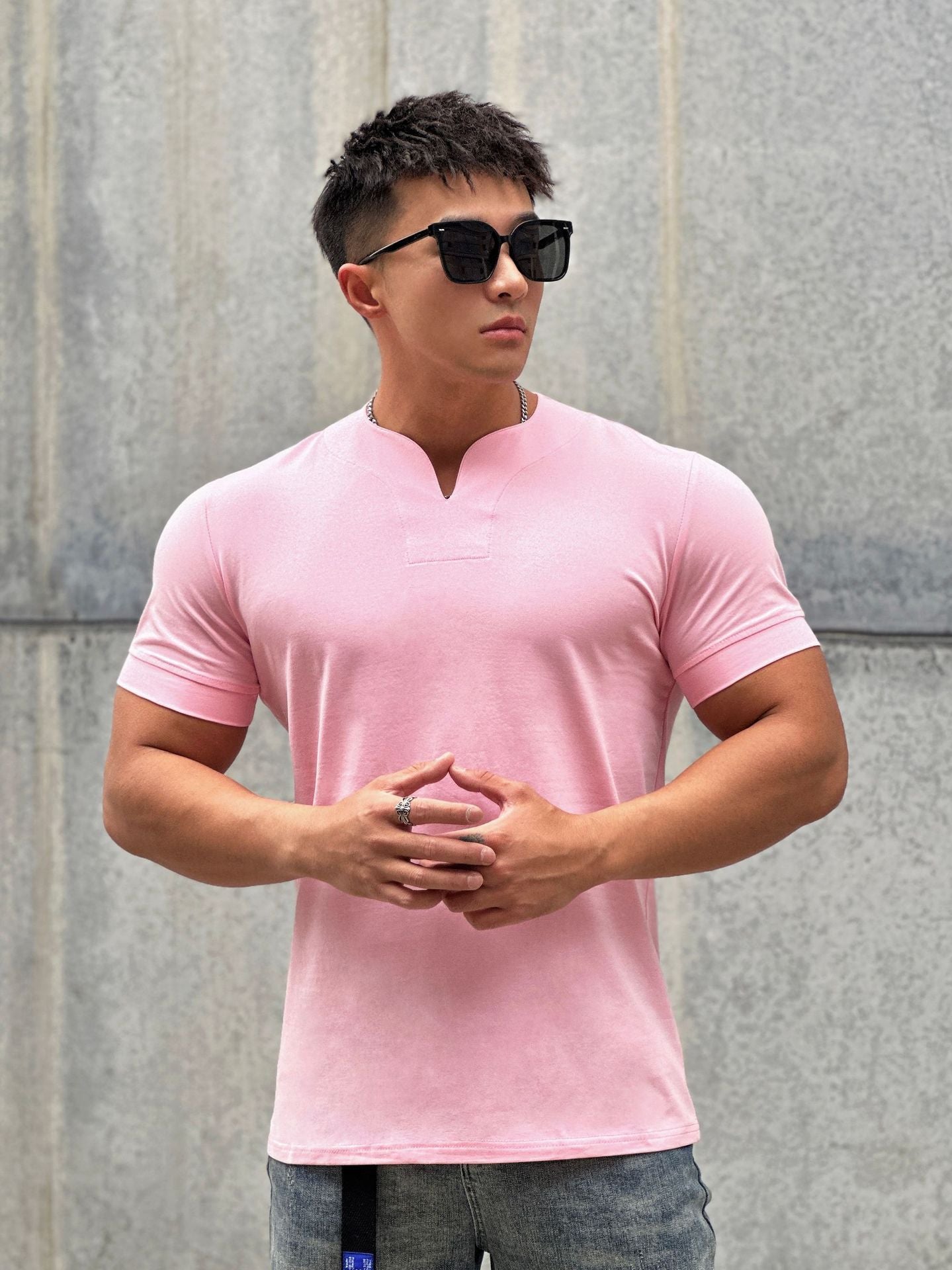 Loose V-neck Short-sleeved Shirt