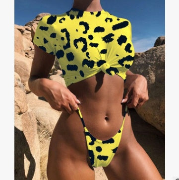 Knotted split swimsuit