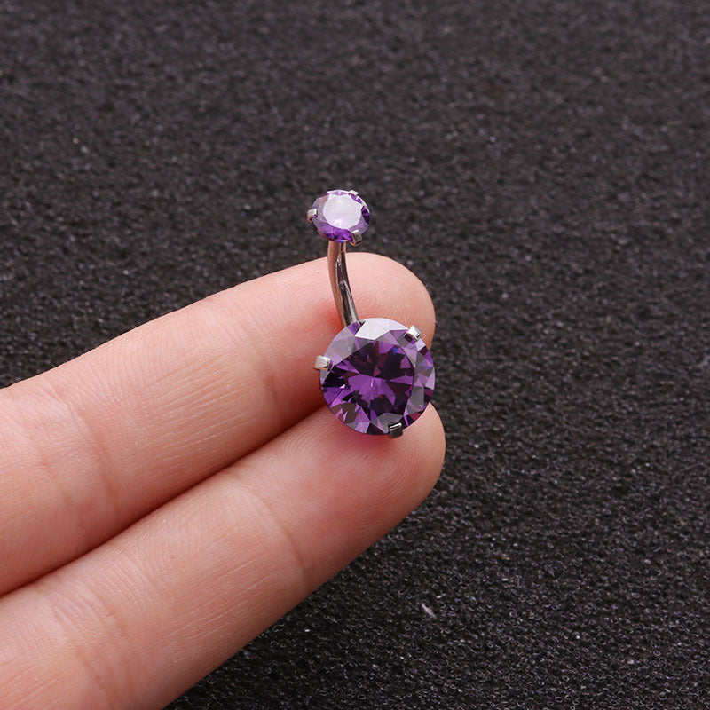 Colorful Zircon Belly Button Nail Stainless Steel