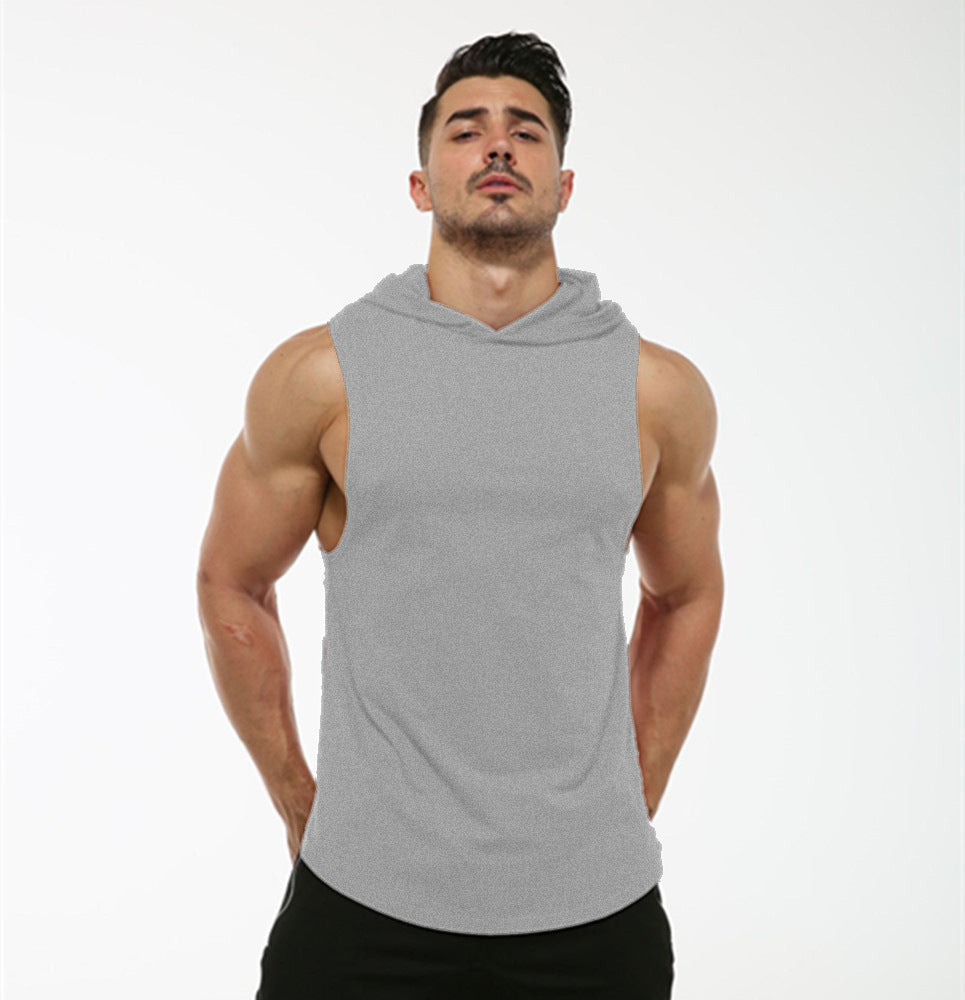 Men's Workout Elastic Hooded Sleeveles