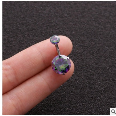 Colorful Zircon Belly Button Nail Stainless Steel