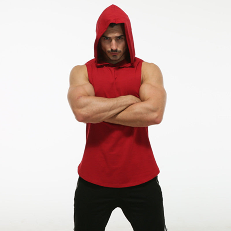 Men's Workout Elastic Hooded Sleeveles
