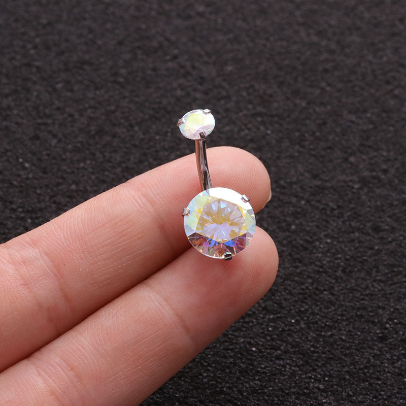 Colorful Zircon Belly Button Nail Stainless Steel