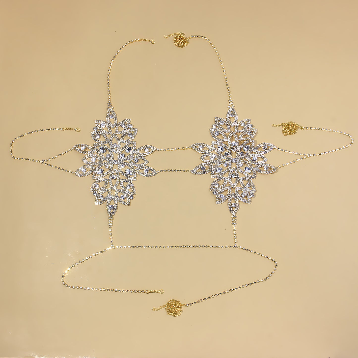 Luxury Rhinestone Flower Body Chain Set