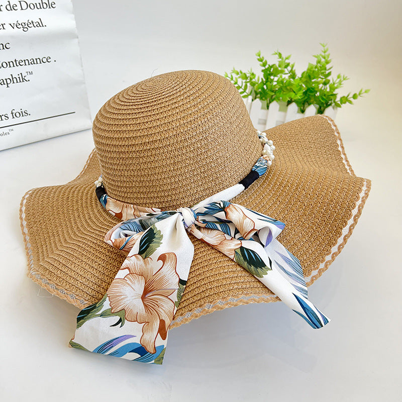 Women's Fashion Bow Beach Shade Foldable Straw Hat
