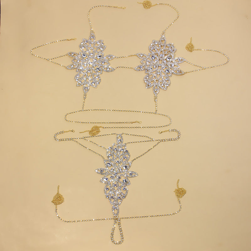 Luxury Rhinestone Flower Body Chain Set