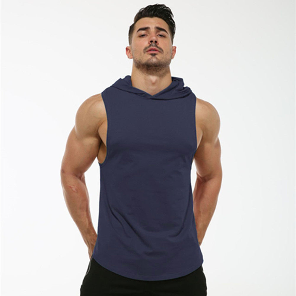 Men's Workout Elastic Hooded Sleeveles