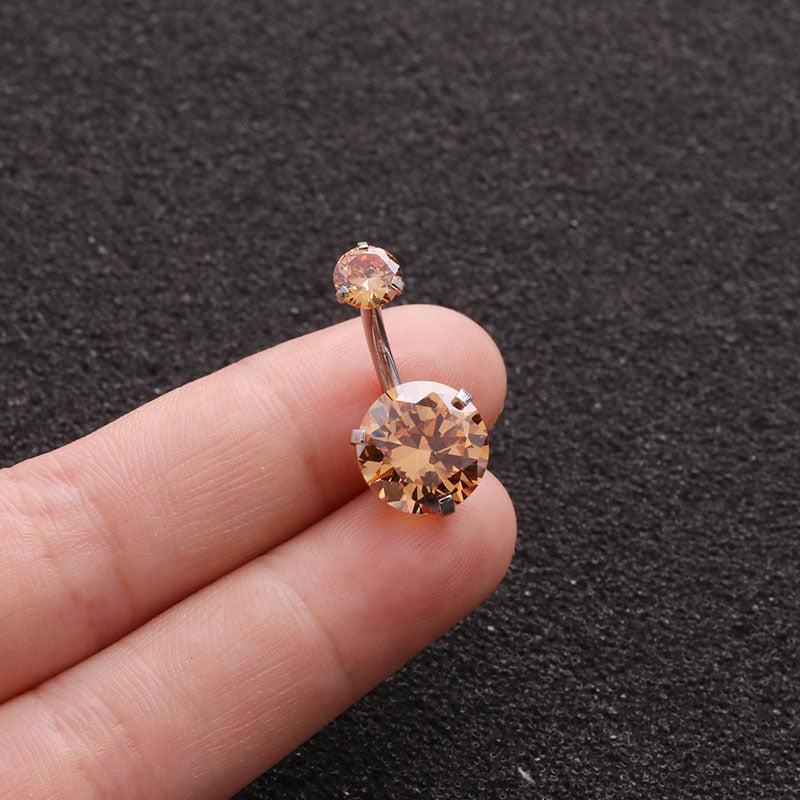 Colorful Zircon Belly Button Nail Stainless Steel