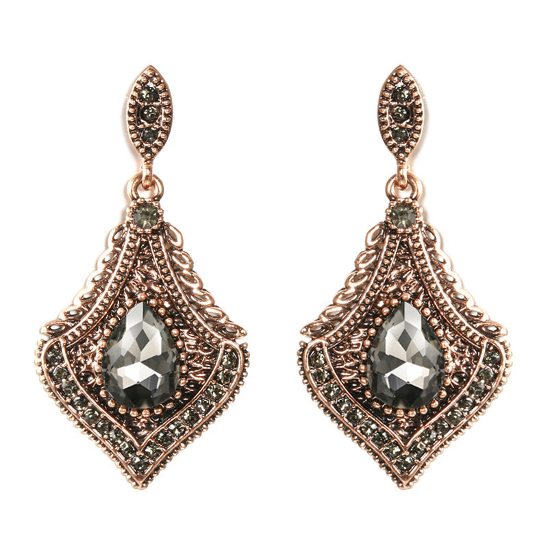 Fashionable Temperament Glass Jewelry Earrings Versatile Geometric Water Drop Diamond Earrings